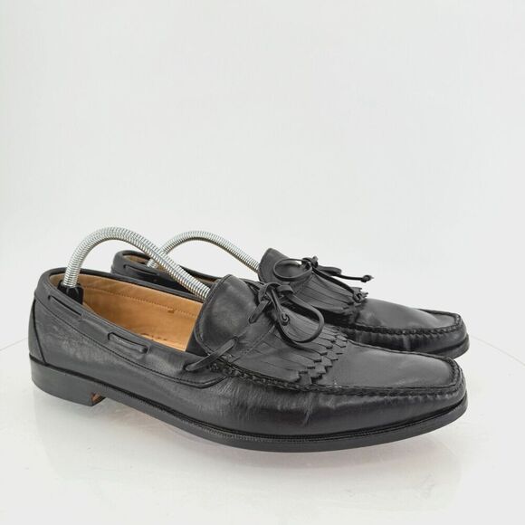 Allen Edmonds Alton Loafers Men's Size 11.5 B Black Leather Kittie Bow Tie  Shoe - Picture 1 of 16
